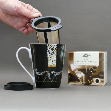 Moyen filtre à thé noir avec coupelle/couvercle (2 anses) 