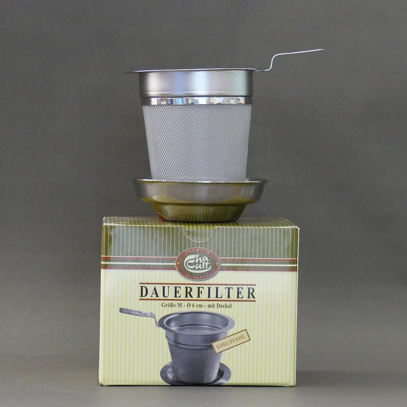 Filtre à thé en inox avec coupelle/couvercle (1 anse)