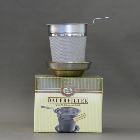 Filtre à thé en inox avec coupelle/couvercle (1 anse)