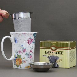 Filtre à thé en inox avec coupelle/couvercle (1 anse) 2