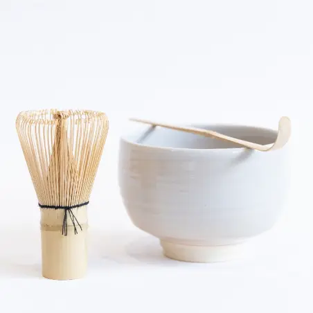 Bol à Matcha - Chawan japonais blanc lisse diamètre 10.5cm