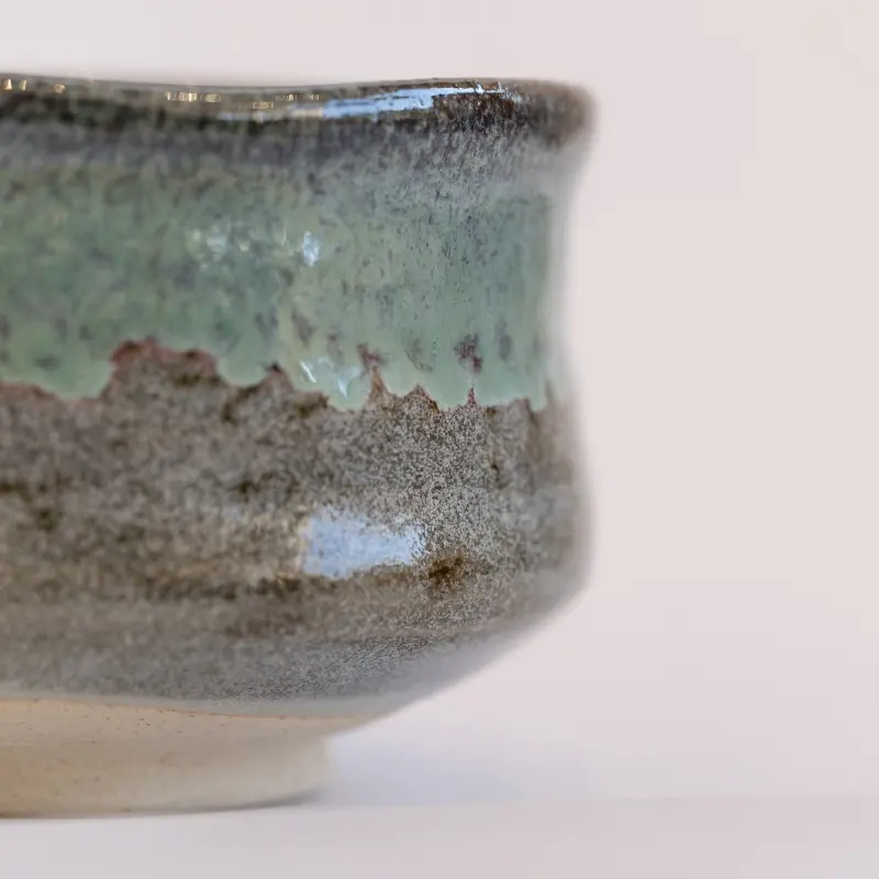 Bol à Matcha - Chawan japonais bleu-vert fait main diamètre 11.5cm