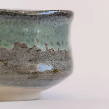 Bol à Matcha - Chawan japonais bleu-vert fait main diamètre 11.5cm